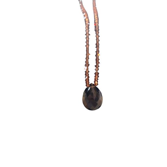 Vintage Miriam Haskell Faceted Black Teardrop Pendant Necklace With Brown Beaded - Picture 6 of 8